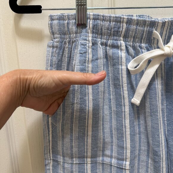 Roxy Women's Linen Blend Cargo Pant Size S Blue Cottagecore Coastal Boho Beach - Picture 3 of 15